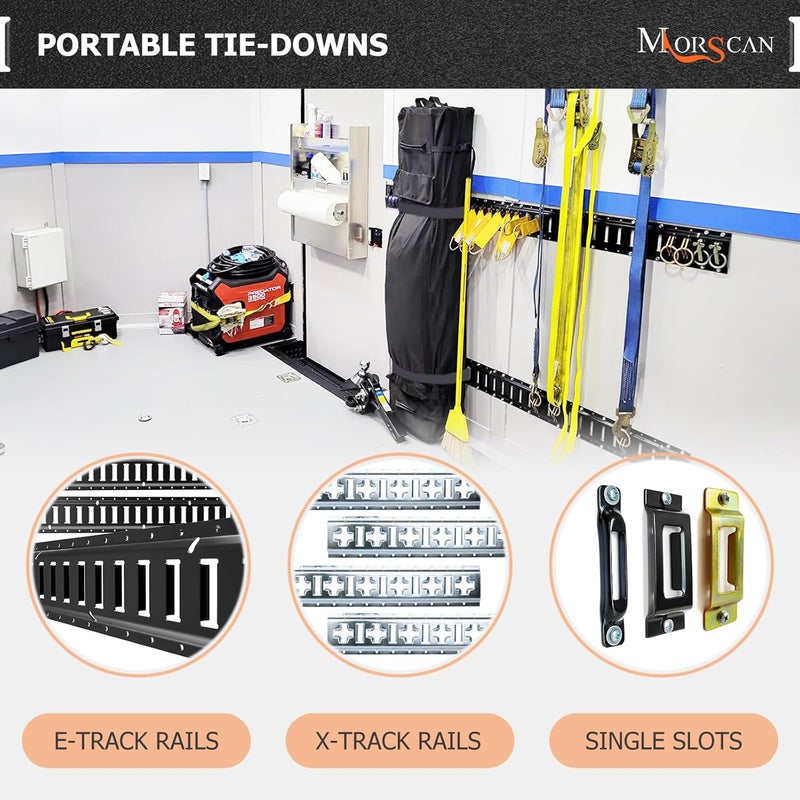 MorScan 4 Pack E-Track Bungee Tie-Down Straps, 12"-22" Length Adjustable 2" Width Black Bungee Straps, Secure Tools/Cargo to Walls for Trucks, Enclosed Trailers, Vans, Warehouses, Garages, Workshops - Image 4